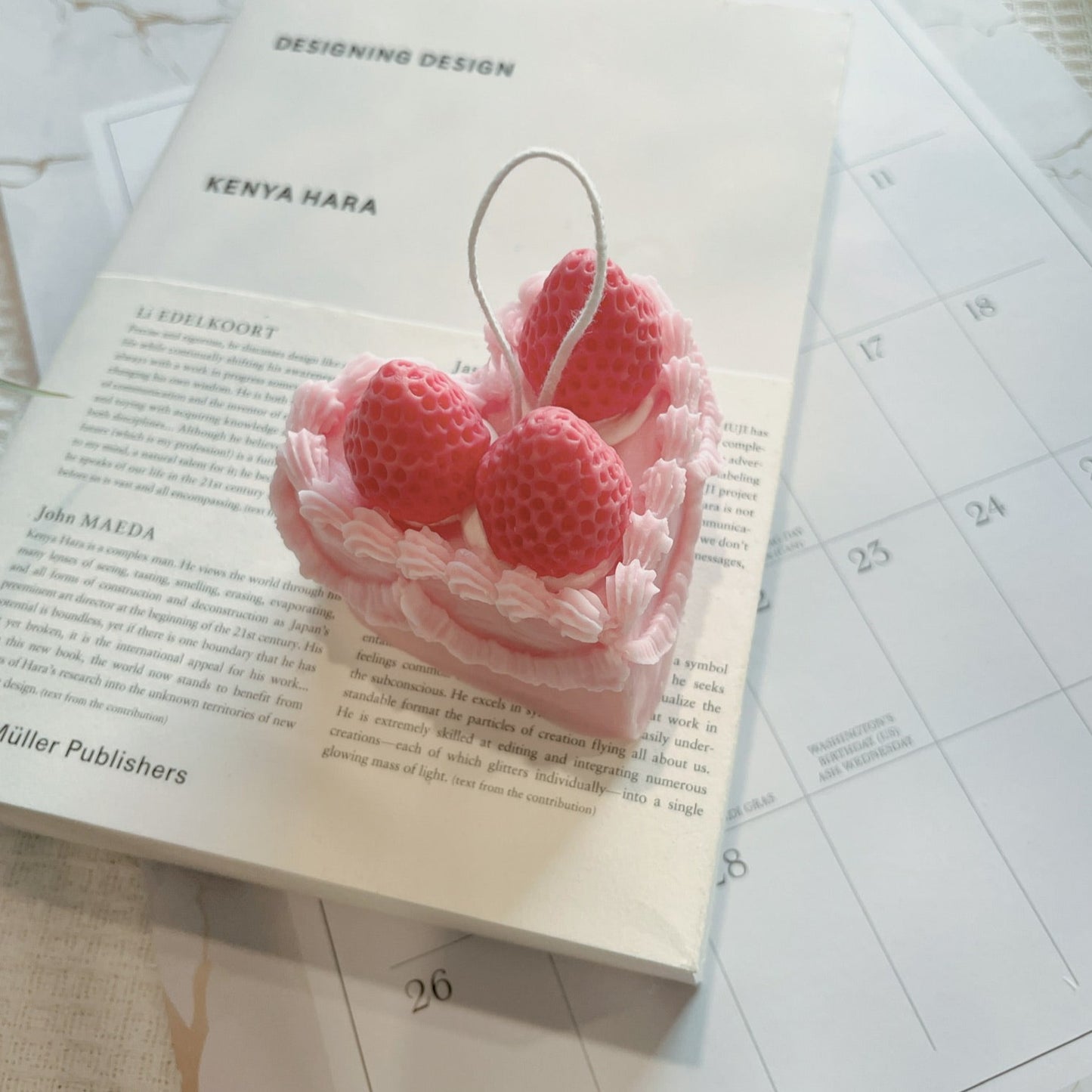 Heart Shaped Cake Candle with Strawberry