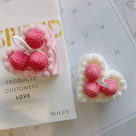 Heart Shaped Cake Candle with Strawberry