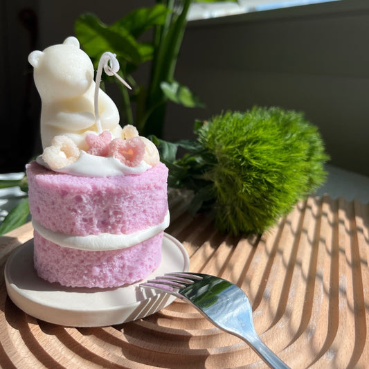 sponge cake candle purple
